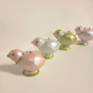 Easter Chicks Foil Ornaments, Set Of 4 , 2.5 Inches Tall.